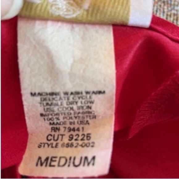 Vintage LA Intimates Nighty Maxi Red Satin Gown Made In USA Rare Party Holiday - Picture 7 of 16